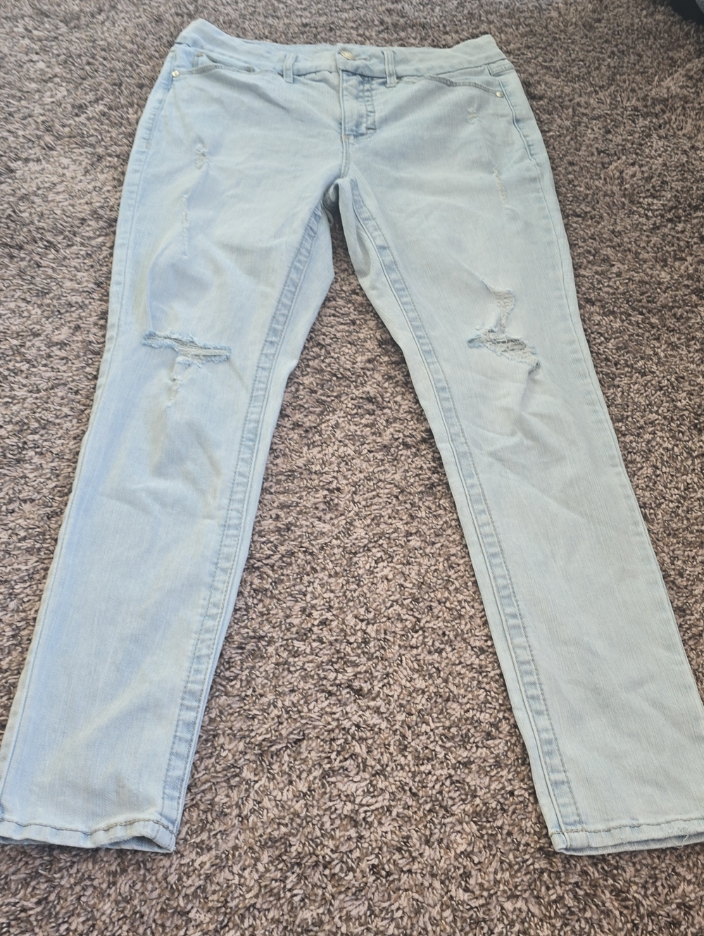 Seven7 Light Blue Skinny Distressed Jeans